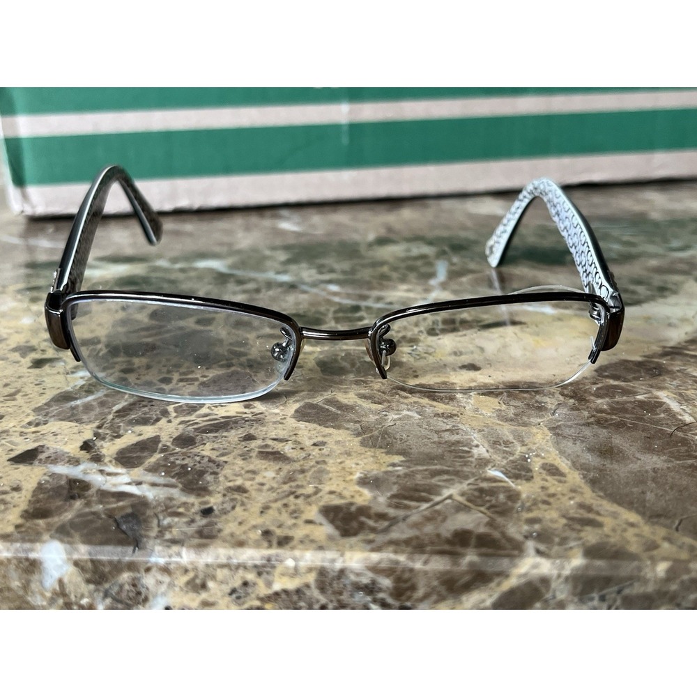 Coach HC5027B Womens Metal Semi Rimless Eyeglass Frame 9093 Silver Black 50-17